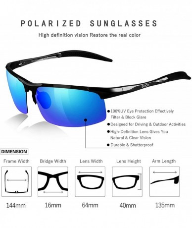 Shield Mens Sports Polarized Sunglasses UV Protection Sunglasses for Men 8177s - Black Frame Revo Blue Lens - CT19CSTZN2G $41.62