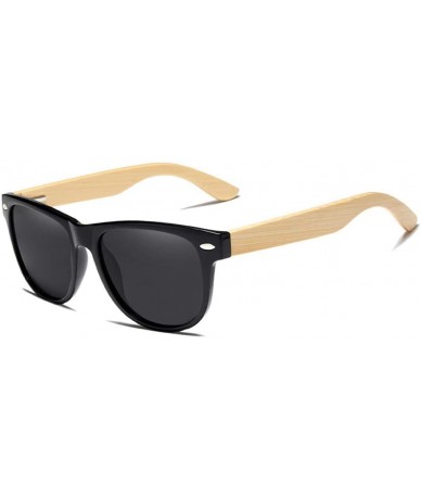 Goggle Handmade Polarized Sunglasses Women Men Natural Bamboo Colorful Lens Frame - Gray Bamboo - CN194OQ6LAG $58.12