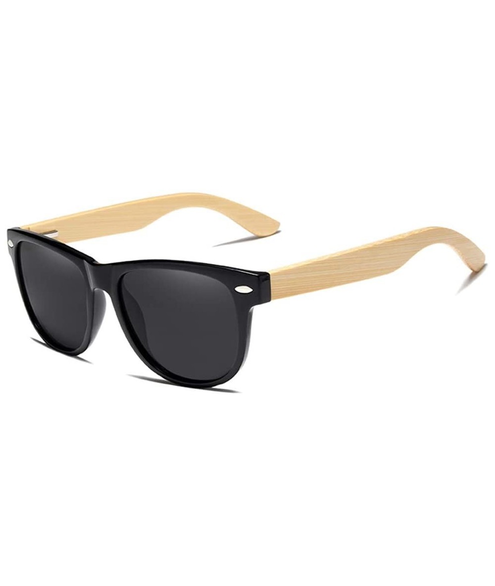 Goggle Handmade Polarized Sunglasses Women Men Natural Bamboo Colorful Lens Frame - Gray Bamboo - CN194OQ6LAG $58.12