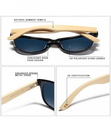 Goggle Handmade Polarized Sunglasses Women Men Natural Bamboo Colorful Lens Frame - Gray Bamboo - CN194OQ6LAG $58.12