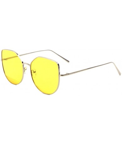 Cat Eye Cairo Bottom Lens Color Accent Geometric Cat Eye Sunglasses - Yellow - CX19088Y26Y $27.33