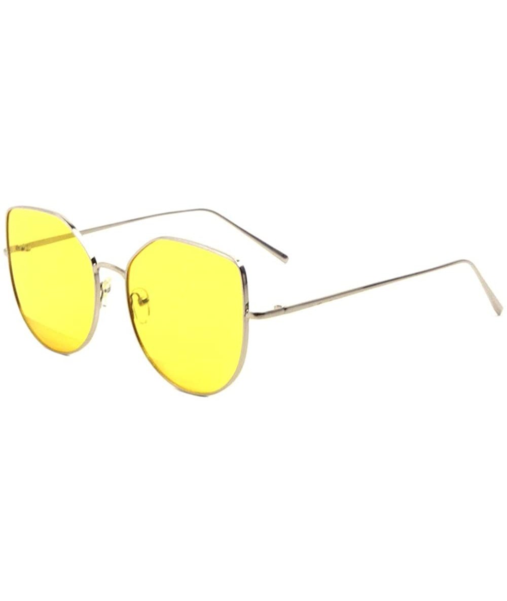 Cat Eye Cairo Bottom Lens Color Accent Geometric Cat Eye Sunglasses - Yellow - CX19088Y26Y $27.33