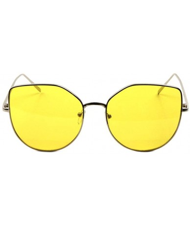 Cat Eye Cairo Bottom Lens Color Accent Geometric Cat Eye Sunglasses - Yellow - CX19088Y26Y $27.33