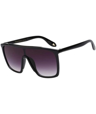 Oversized Oversized square UNISEX sunglasses - Flat top - Black W Smoke Lens - C918XWEQ722 $24.79