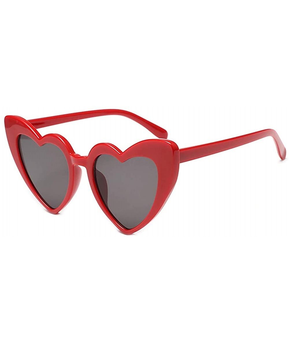 Oversized Women Lovely Heart Shape Over-sized Sunglasses Halloween Cat Eye Retro Sun Glasses UV400 - Red Frame 1 Pack - CG18H...