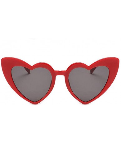 Oversized Women Lovely Heart Shape Over-sized Sunglasses Halloween Cat Eye Retro Sun Glasses UV400 - Red Frame 1 Pack - CG18H...