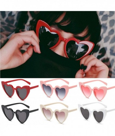 Oversized Women Lovely Heart Shape Over-sized Sunglasses Halloween Cat Eye Retro Sun Glasses UV400 - Red Frame 1 Pack - CG18H...