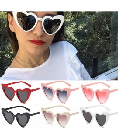 Oversized Women Lovely Heart Shape Over-sized Sunglasses Halloween Cat Eye Retro Sun Glasses UV400 - Red Frame 1 Pack - CG18H...