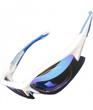 Sport Polarized Sunglasses Interchangeable Cycling Baseball - White - CF184K8HQQZ $97.23