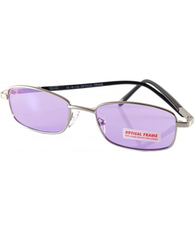 Rectangular Small Eyeglasses Frame Spring Hinge A165 - Silver Purple - C018OWTDMKO $21.23