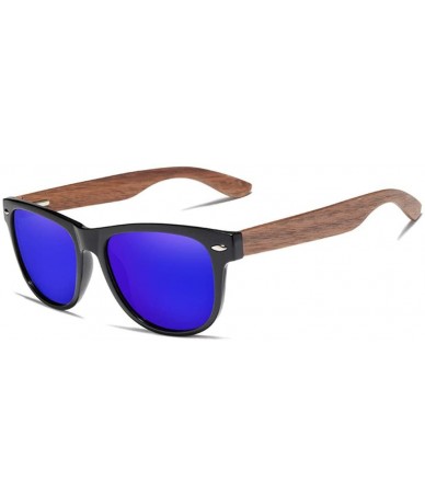 Goggle Black Walnut Sunglasses Wood Polarized Sunglasses Men UV Protection Eyewear with Wood Box - Drakblue Walnut Wood - CI1...