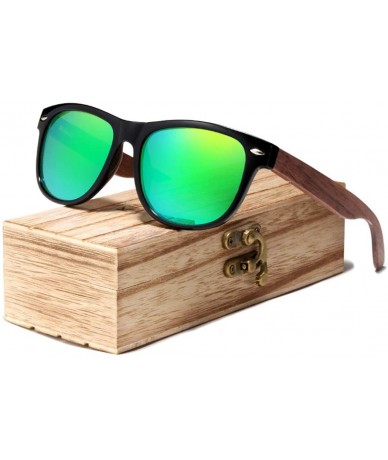 Goggle Black Walnut Sunglasses Wood Polarized Sunglasses Men UV Protection Eyewear with Wood Box - Drakblue Walnut Wood - CI1...