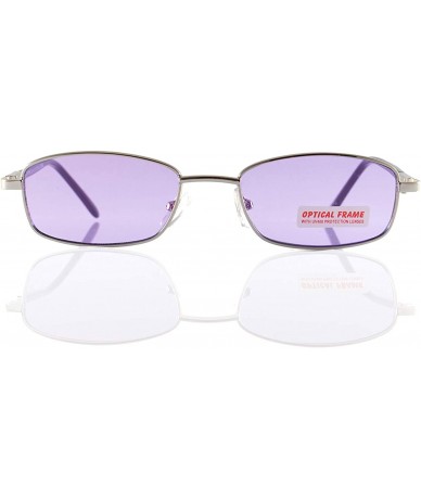 Rectangular Small Eyeglasses Frame Spring Hinge A165 - Silver Purple - C018OWTDMKO $21.23