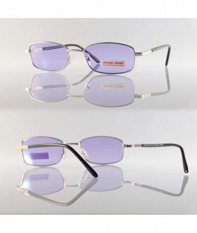 Rectangular Small Eyeglasses Frame Spring Hinge A165 - Silver Purple - C018OWTDMKO $21.23