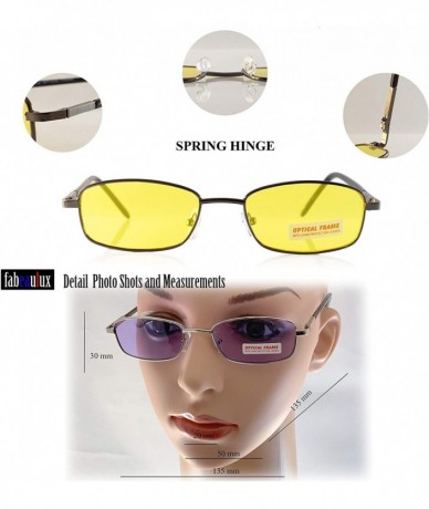 Rectangular Small Eyeglasses Frame Spring Hinge A165 - Silver Purple - C018OWTDMKO $21.23