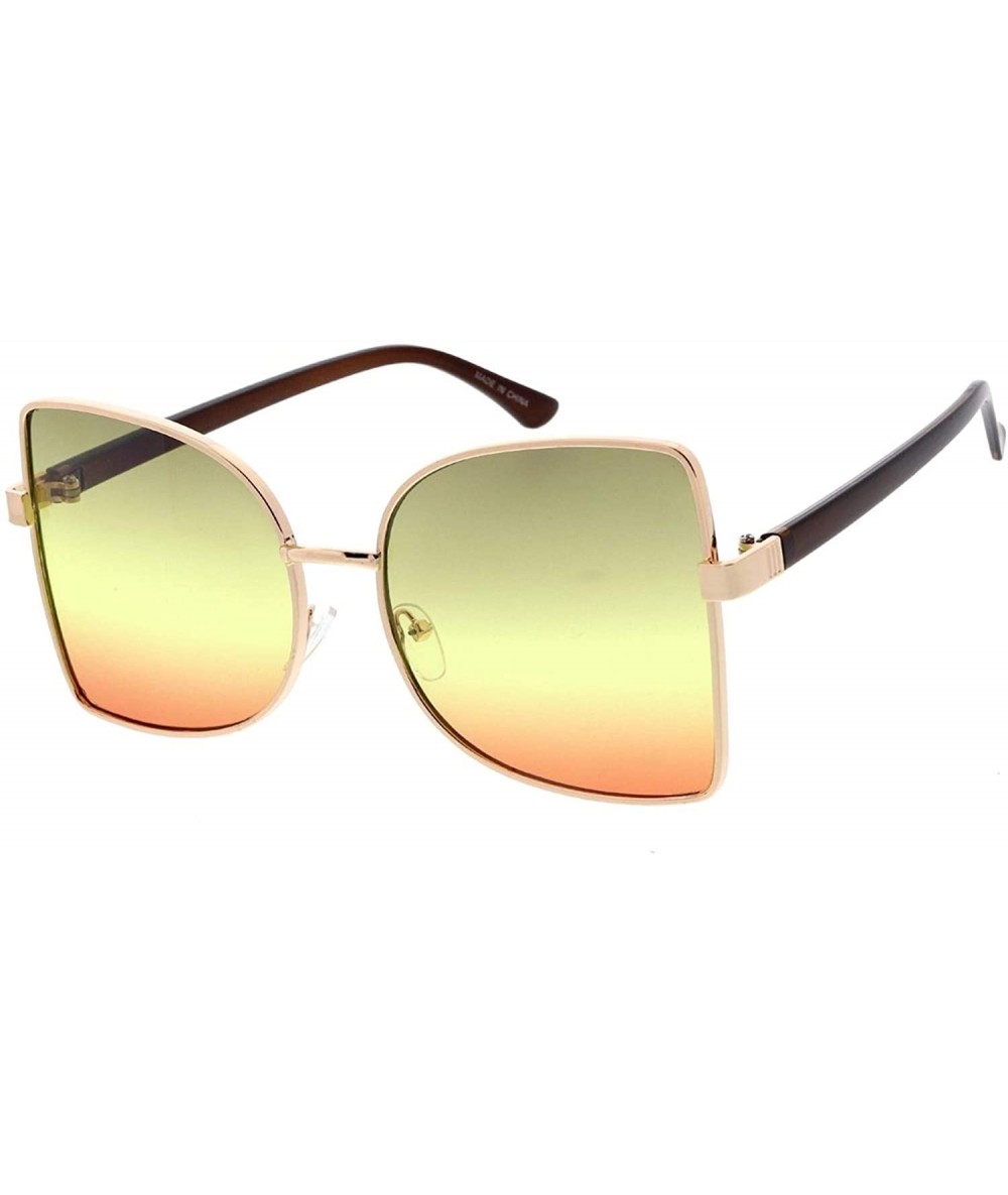 Shield Butterfly Frame 70s Retro Fashion Sunglasses - Brown - CJ18UET8YDZ $20.75