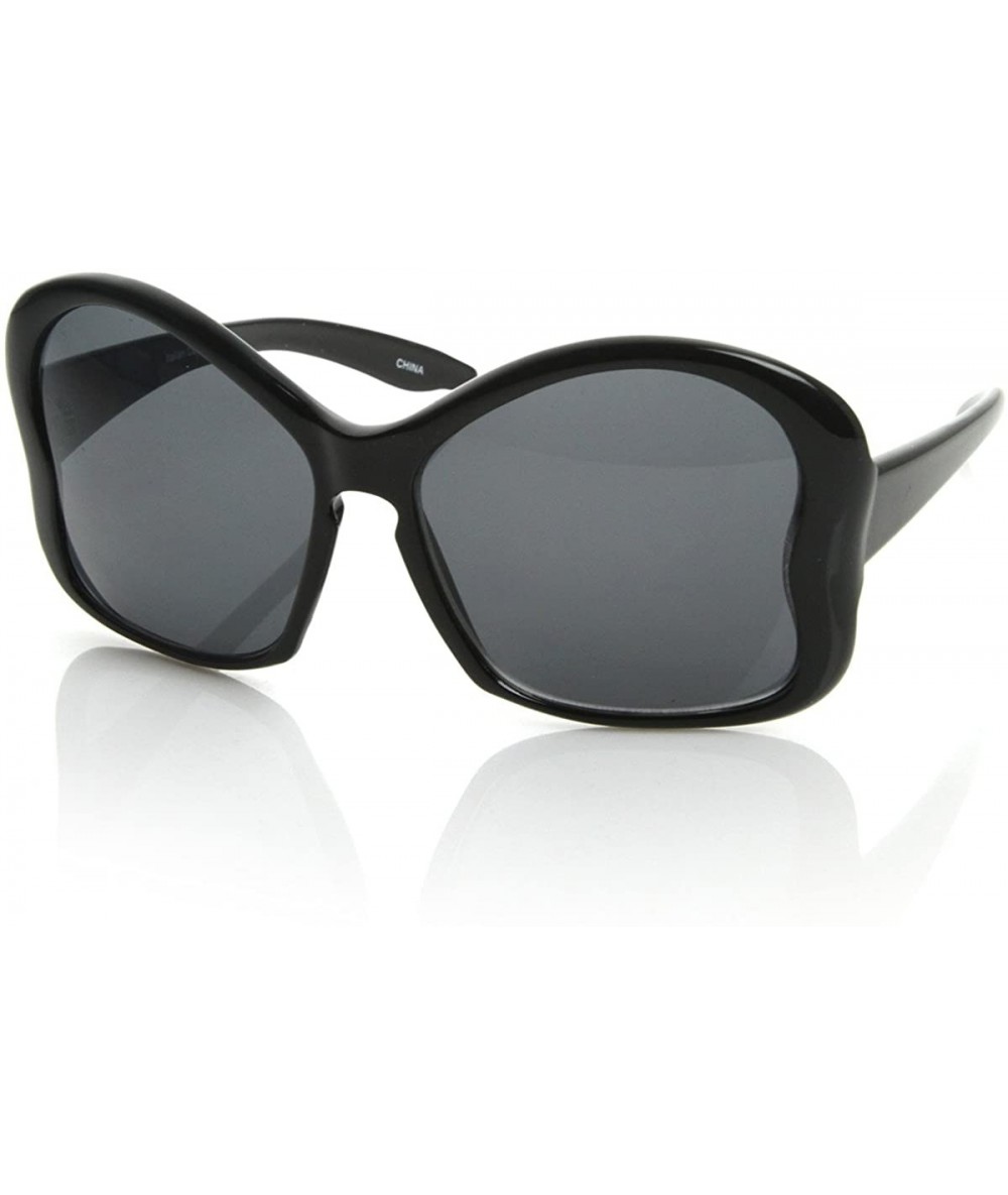 Butterfly Womens Fashion Large Butterfly Shaped Oversized Sunglasses w/Key Hole Bridge - Black Smoke - C1119FMDCJR $21.08