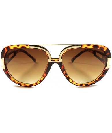 Aviator Vintage Retro Rich Look Hip Hop Rapper Swag Mens Womens Sunglasses - Tortoise/Gold - CQ189AMT54C $23.02