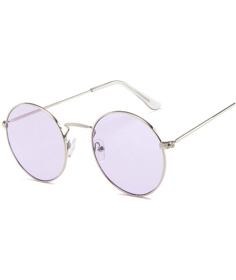 Goggle Round Sunglasses Women Brand Designer Sun Glasses Female Fashion Summer Feminino - Silverpurple - CT198A4AUR6 $60.79