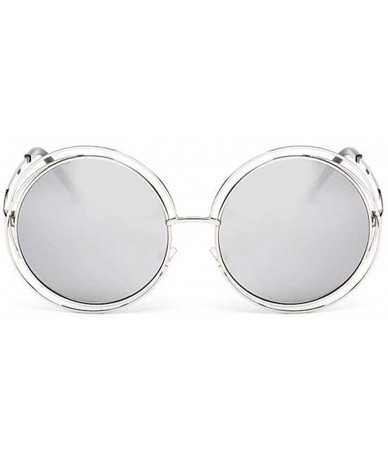 Round The Classic Retro over Oversized Round Circle Stainless Steel Frame Mirror Sunglasses for Women Ladies - CW193Q4TGK8 $6...