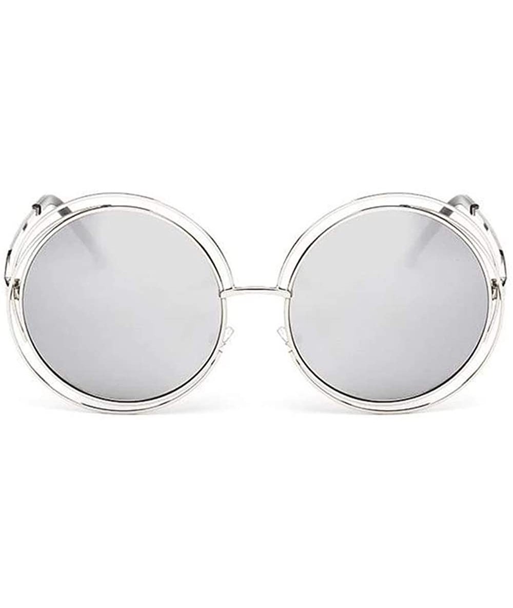 Round The Classic Retro over Oversized Round Circle Stainless Steel Frame Mirror Sunglasses for Women Ladies - CW193Q4TGK8 $6...