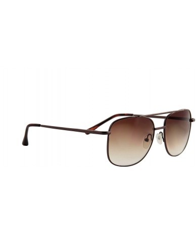 Goggle Unisex Sunglasses Double Bridge Wire Metal Frame Rectangular Aviator - Metal Brown Frame/ Brown Lens - CW18LZ2KRY3 $17.87