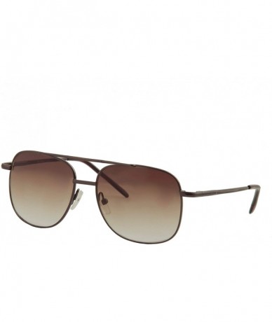 Goggle Unisex Sunglasses Double Bridge Wire Metal Frame Rectangular Aviator - Metal Brown Frame/ Brown Lens - CW18LZ2KRY3 $17.87