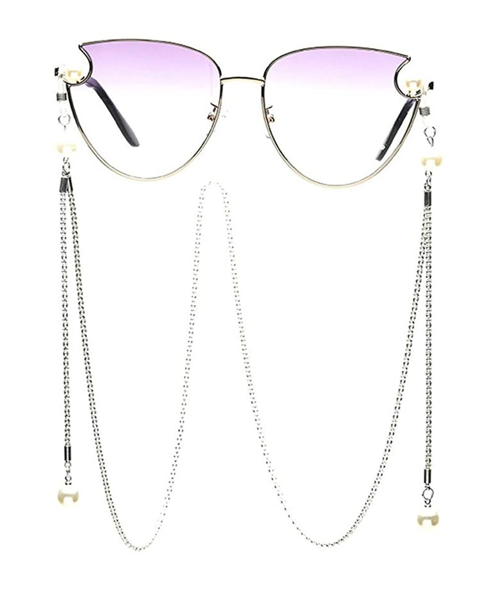 Aviator 2019 fashion metal frame ladies sunglasses- cat eyes with chain sunglasses - D - CV18S6GA9LW $78.54