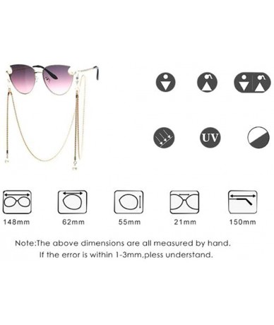 Aviator 2019 fashion metal frame ladies sunglasses- cat eyes with chain sunglasses - D - CV18S6GA9LW $78.54