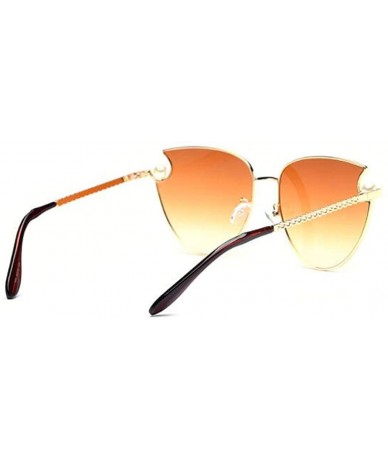 Aviator 2019 fashion metal frame ladies sunglasses- cat eyes with chain sunglasses - D - CV18S6GA9LW $78.54