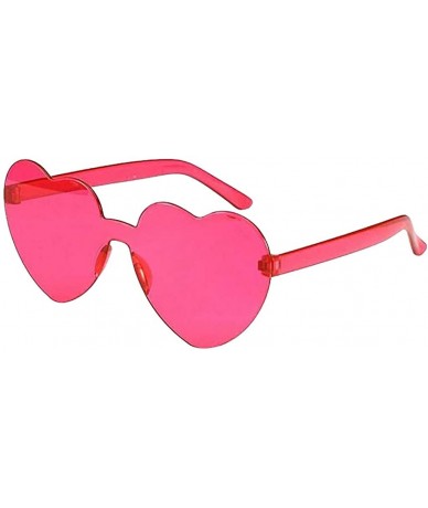 Rimless Polarized Sunglasses Transparent Frameless Vacation - Hot Pink - CT190QYDZTK $17.80