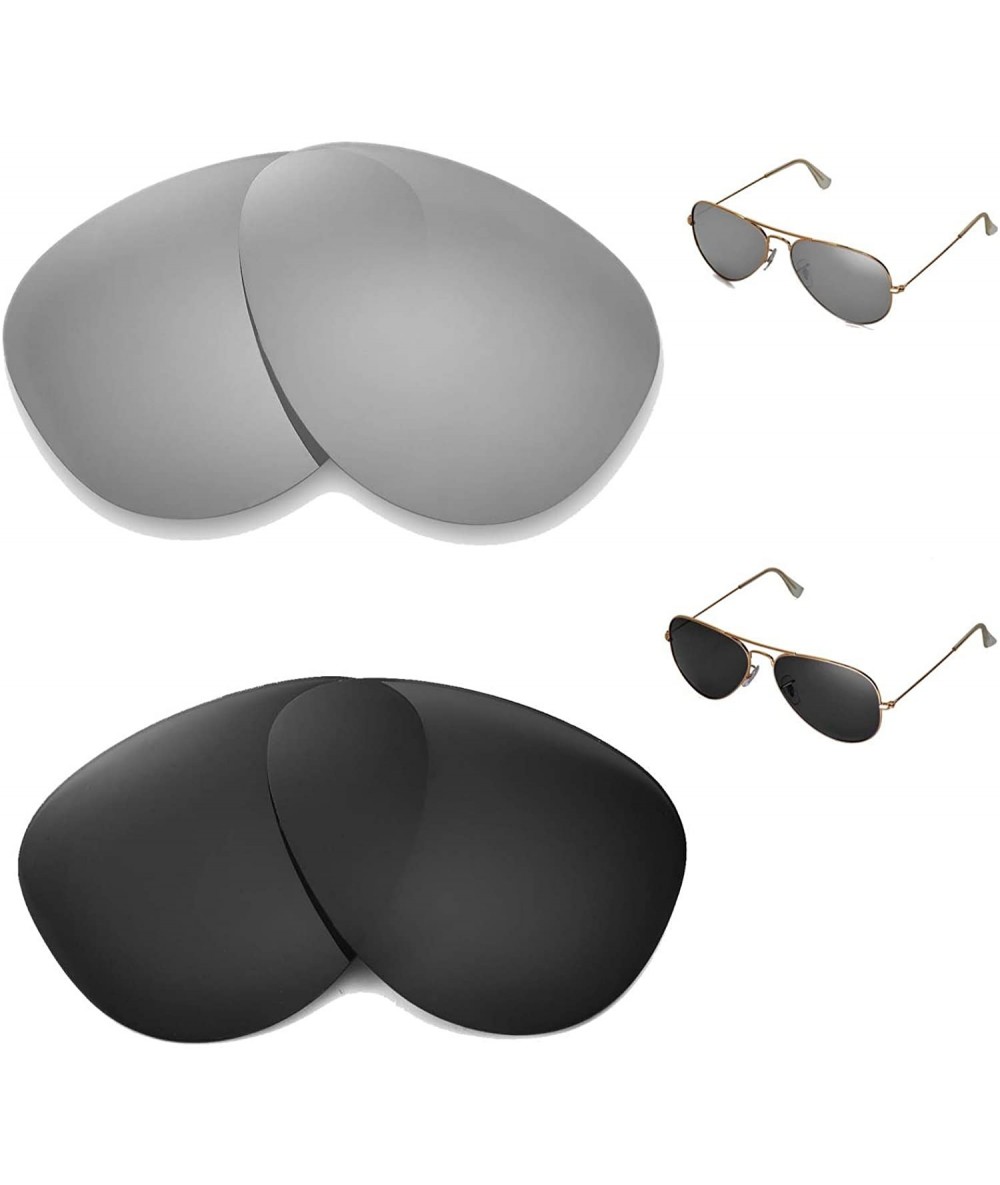 Aviator Polarized Titanium+Black Lenses for Ray-Ban Aviator Large Metal RB3025 58mm - CC11ZD2Y8O1 $45.18