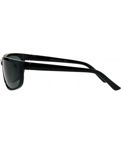 Wrap Impact Resistant Glass Lens Sunglasses Mens Oval Wrap Around Frame Black UV 400 - CK18I7O2DUK $19.85