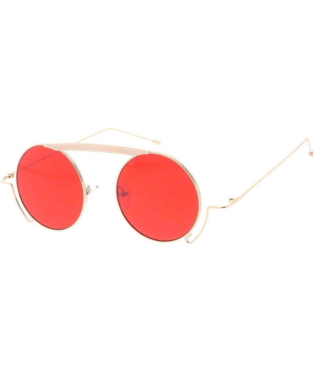 Round Sophisticated Round Frame Classics 70s Retro Fashion Sunglasses - Red - C818USL49C8 $21.46