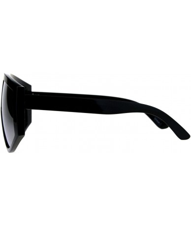 Oversized Super Oversized Goggle Style Sunglasses Arched Top Shield Fashion Mirror Lens - Black (Silver Mirror) - CQ18CUIWAZ7...