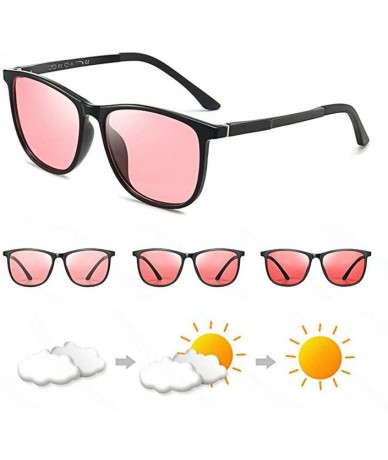 Square Ultralight Photochromic Sunglasses Polarized Discoloration - Pink - CJ18Z0E8D4U $30.62