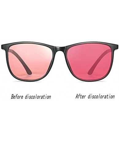 Square Ultralight Photochromic Sunglasses Polarized Discoloration - Pink - CJ18Z0E8D4U $30.62