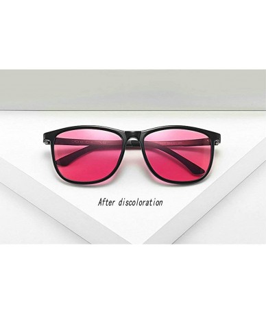 Square Ultralight Photochromic Sunglasses Polarized Discoloration - Pink - CJ18Z0E8D4U $30.62