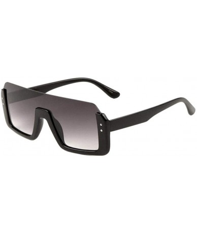 Square Semi Rimless Flat Top Square Luxury Shield Sunglasses - Black Frame - CB18WQ7E5A7 $20.07