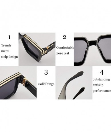 Square Square Sunglasses for Men Women Luxury Oversized Brand Designer UV400 Goggle Shades - CN196YTI2E3 $24.87