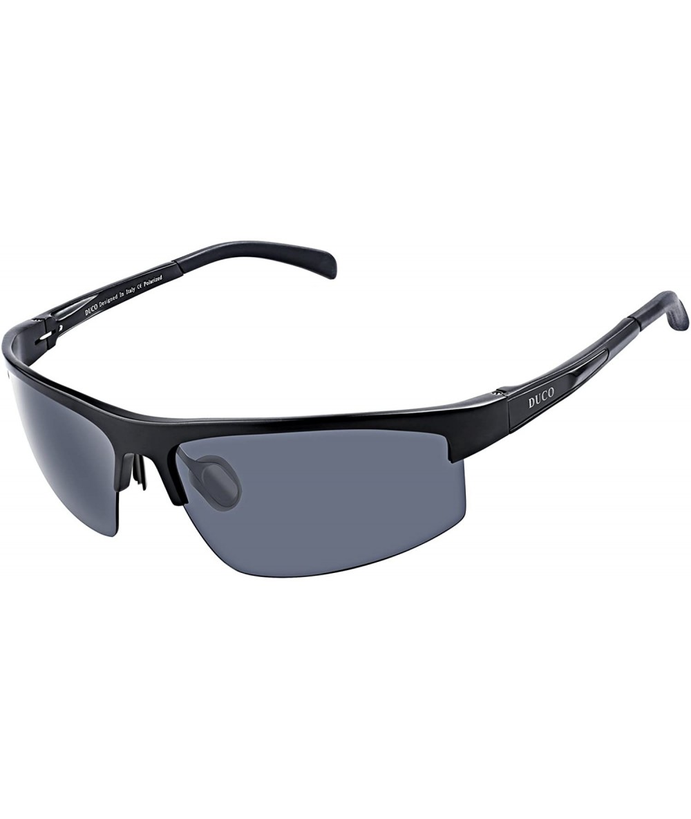 Sport Men's Driving Sunglasses Polarized Glasses Sports Eyewear Golf Goggles 8203 - Black Frame Grey Lens - CO18983NMLD $42.82