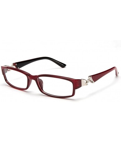 Oversized Womens Slim Fit Temple Design Metal Frame Clear Lens Glasses - Red - C211YN6O32P $18.10