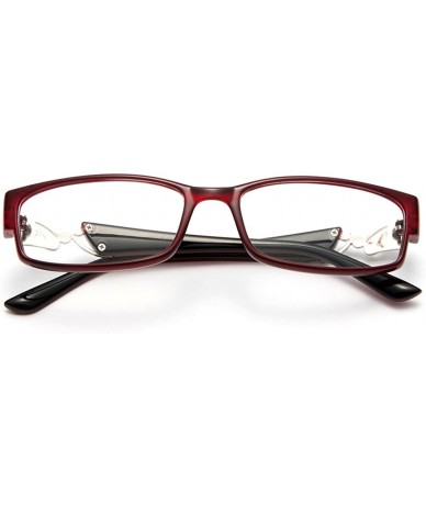 Oversized Womens Slim Fit Temple Design Metal Frame Clear Lens Glasses - Red - C211YN6O32P $18.10