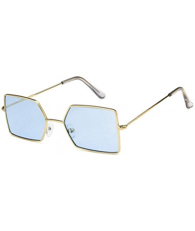 Rectangular 2019 New Punk Rectangular Sunglasses Unisex Gold Black Red Flat Top Square Sun Glasses NX - Blue - C818L0HMHIY $2...
