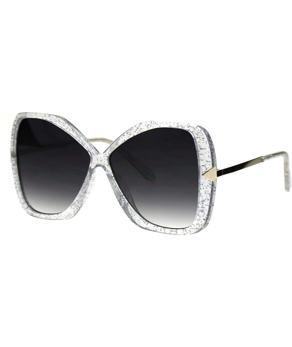 Butterfly Oversized Fashion Sunglasses Womens Square Butterfly Arrow Frame UV 400 - Glitter Clear (Smoke) - C618AT2GT8W $20.81