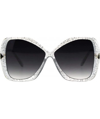 Butterfly Oversized Fashion Sunglasses Womens Square Butterfly Arrow Frame UV 400 - Glitter Clear (Smoke) - C618AT2GT8W $20.81