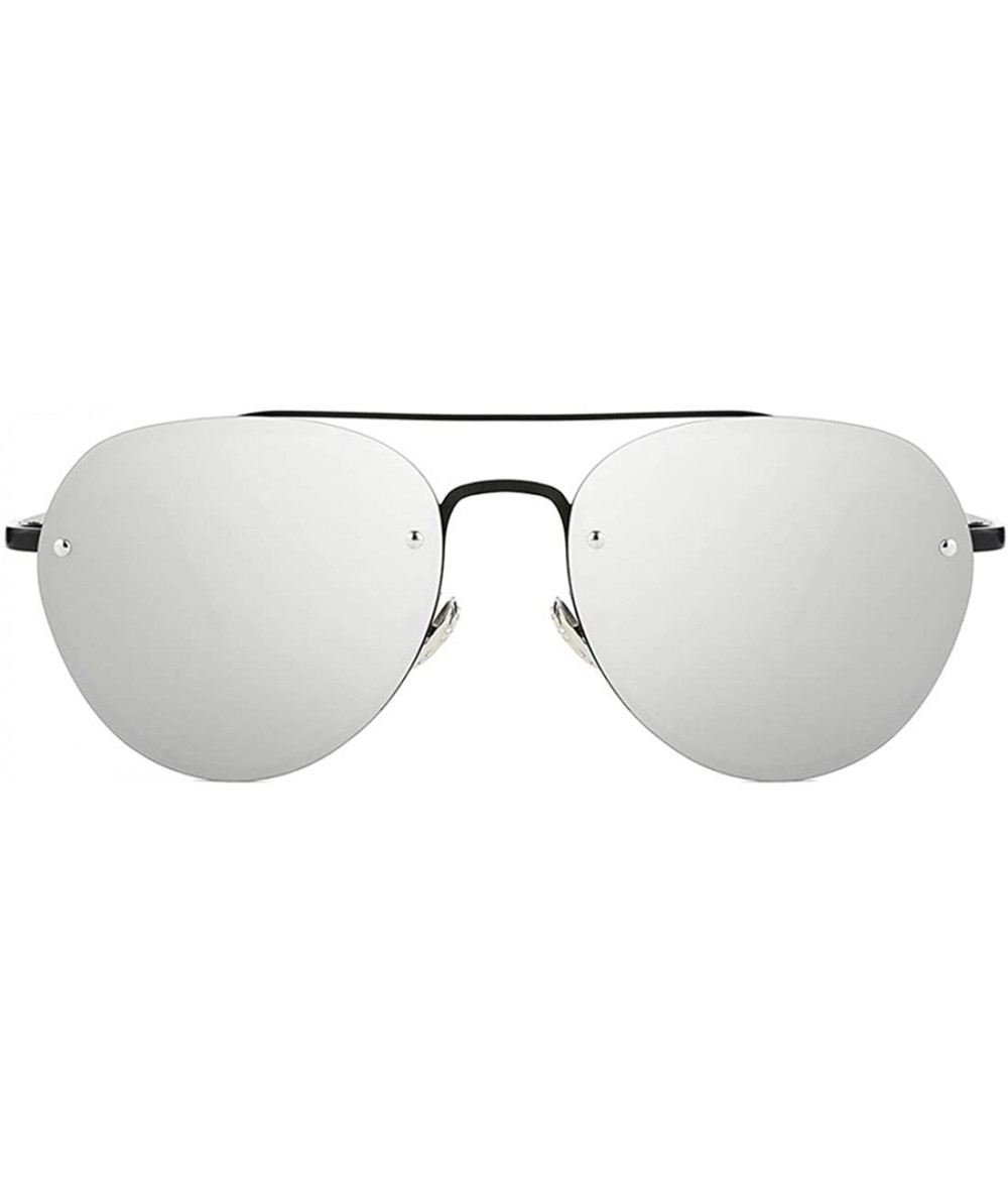 Round Women Polarized Sunglasses Metal Frame-Mirrored with 100% UV Protection Men - Black-silver - C318ICSZTM8 $26.01