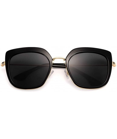 Oversized Cat Eye Polarized Sunglasses for Women - Oversized Fashion Sunglasses with Golden Metal Frame and HD Lens - C118ADH...