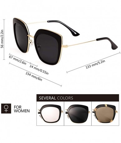 Oversized Cat Eye Polarized Sunglasses for Women - Oversized Fashion Sunglasses with Golden Metal Frame and HD Lens - C118ADH...