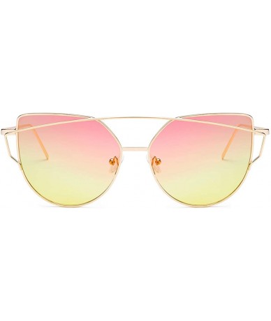 Oversized Sunglasses for Women - Cat Eye Mirrored/Transparent Flat Lenses Metal Frame Sunglasses UV400 - CU18EILIE5N $19.40